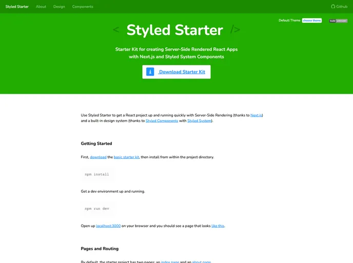screenshot of Styled Starter