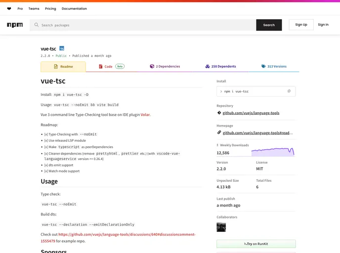 screenshot of Vue Tsc