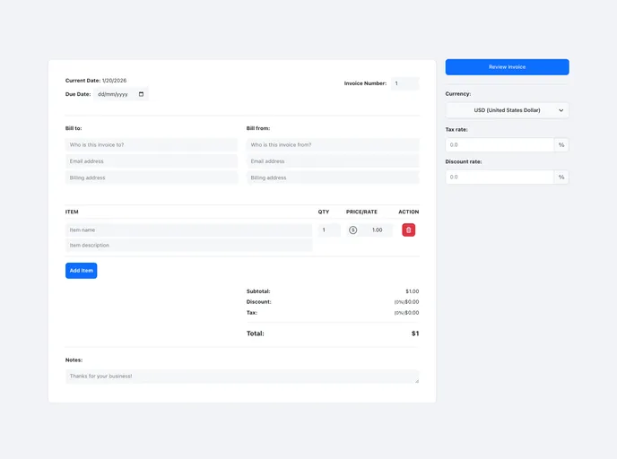 Invoice Generator screenshot