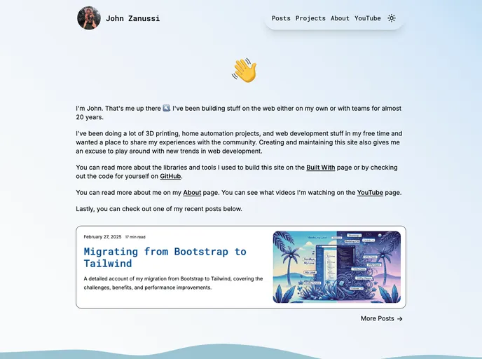 screenshot of Johnzanussi.com