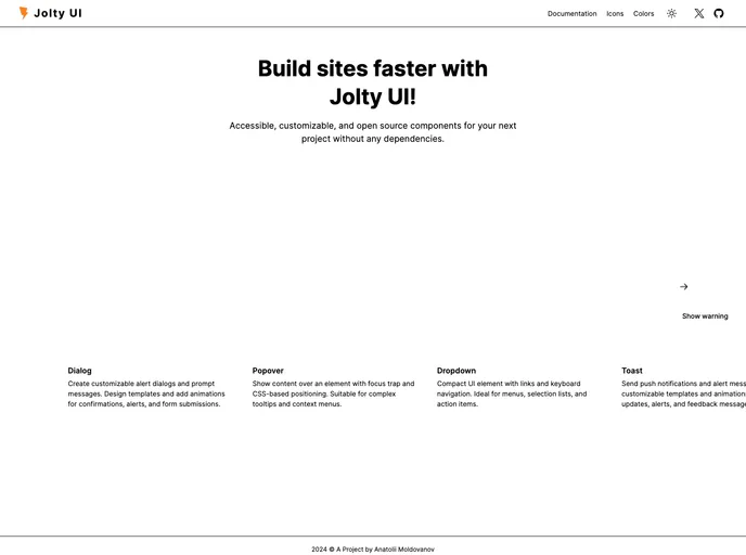 screenshot of Jolty UI