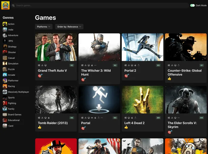 screenshot of Game Store