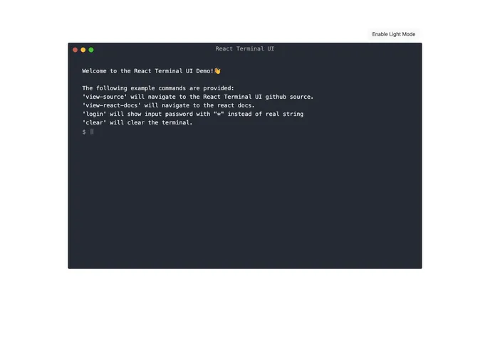 React Terminal UI screenshot