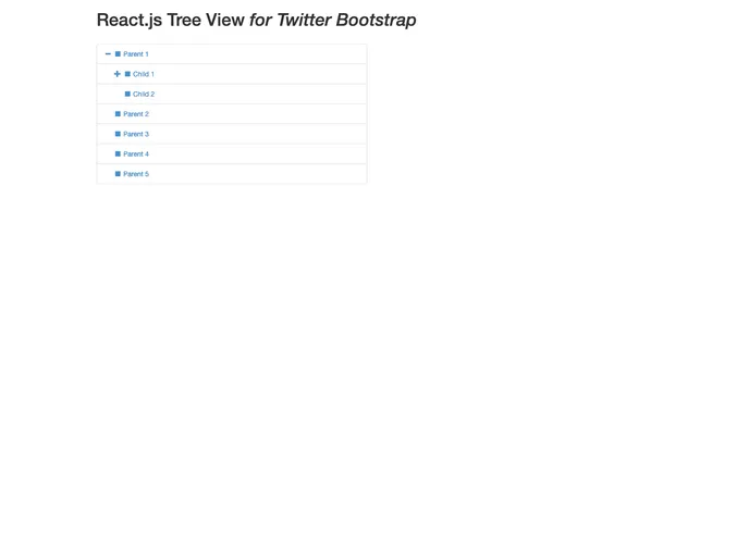 screenshot of React Bootstrap Treeview