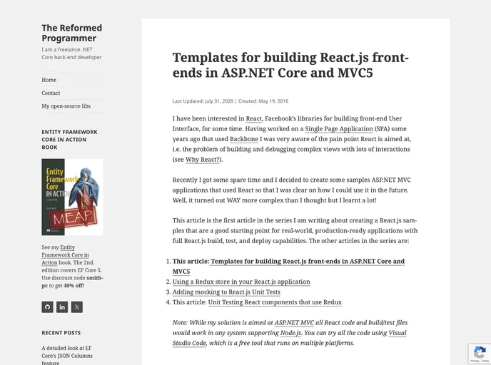 screenshot of AspNetReactSamples