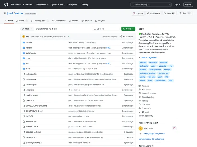 screenshot of Vutron Webpack