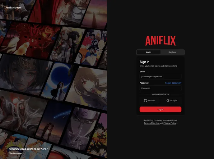 screenshot of Aniflix