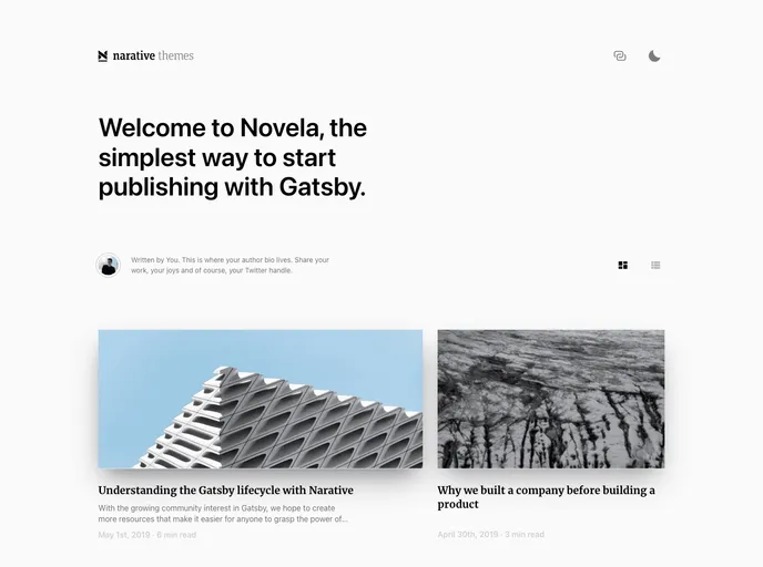 screenshot of Gatsby Theme Novela