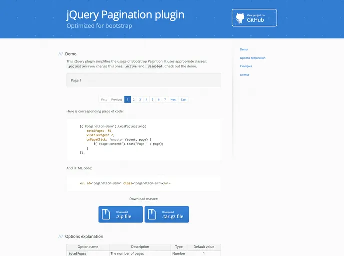 screenshot of Twbs Pagination