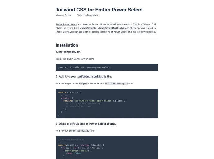 screenshot of Tailwindcss Ember Power Select