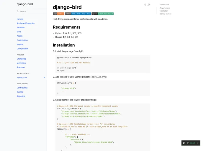screenshot of Django Bird