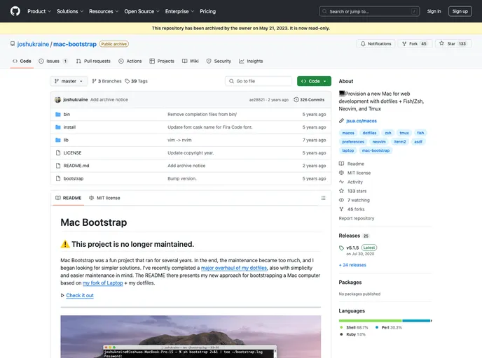 screenshot of Mac Bootstrap