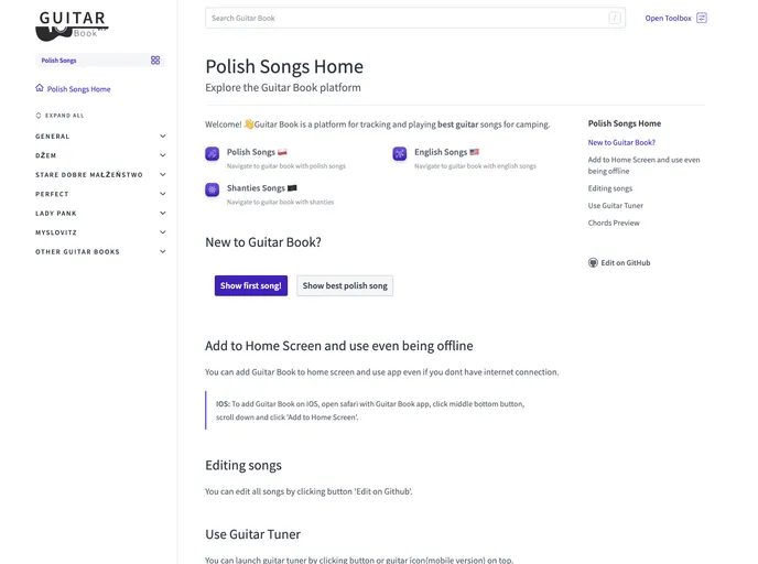 screenshot of Guitar Book