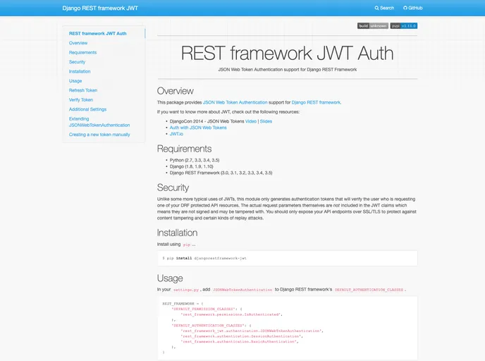 screenshot of Django Rest Framework Jwt