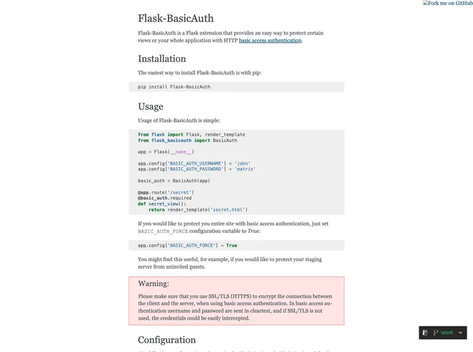 screenshot of Flask Basicauth