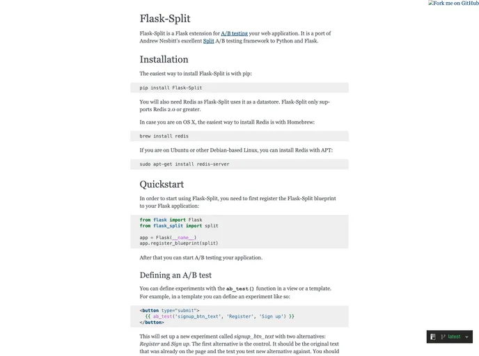 screenshot of Flask Split