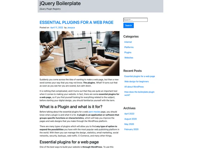 screenshot of Jquery Boilerplate