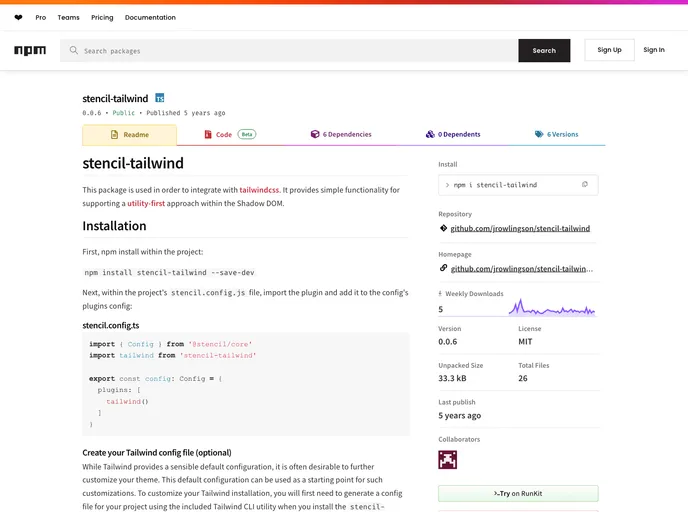 screenshot of Stencil Tailwind