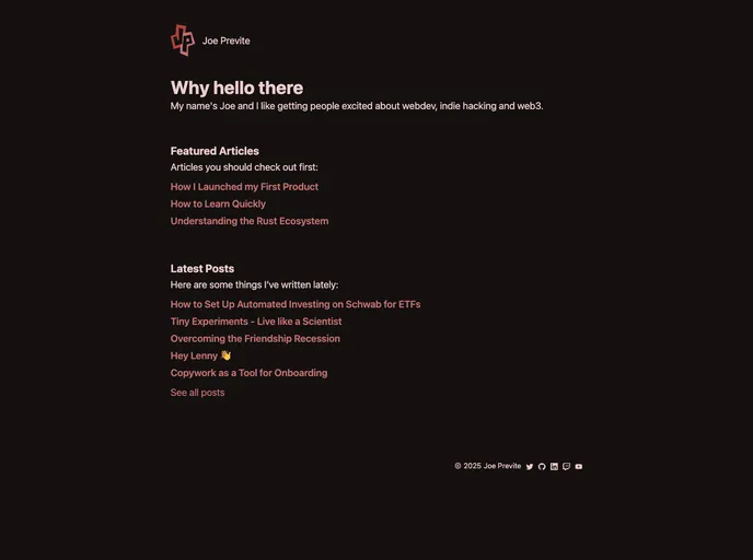 screenshot of Joeprevite.com