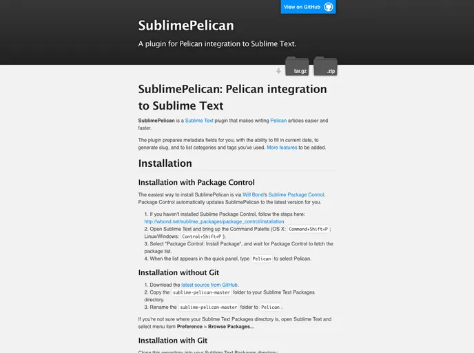 screenshot of Sublime Pelican