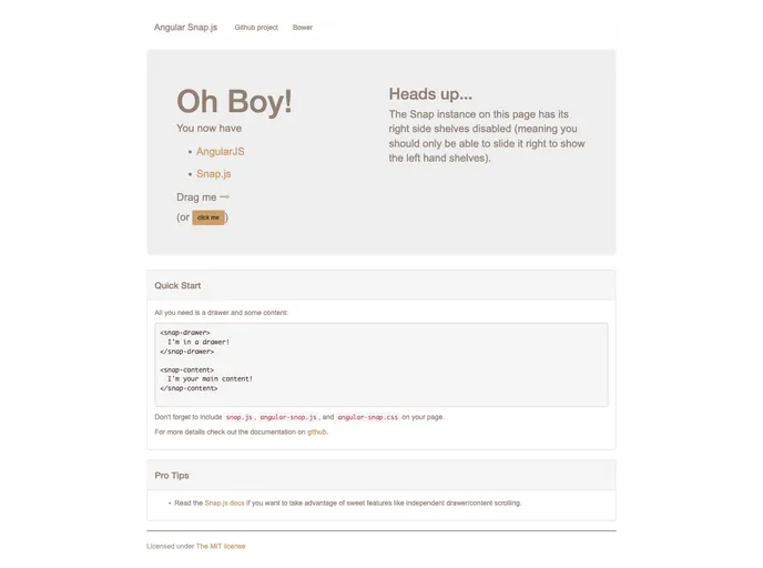 screenshot of Angular Snap.js