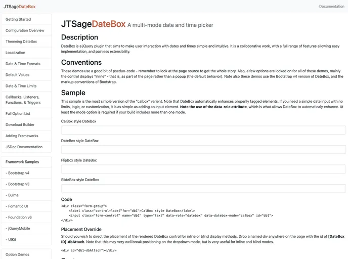 screenshot of Jtsage Datebox