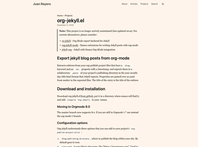 screenshot of Org Jekyll