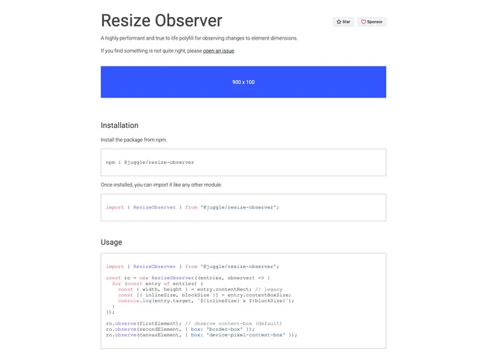 Resize Observer screenshot