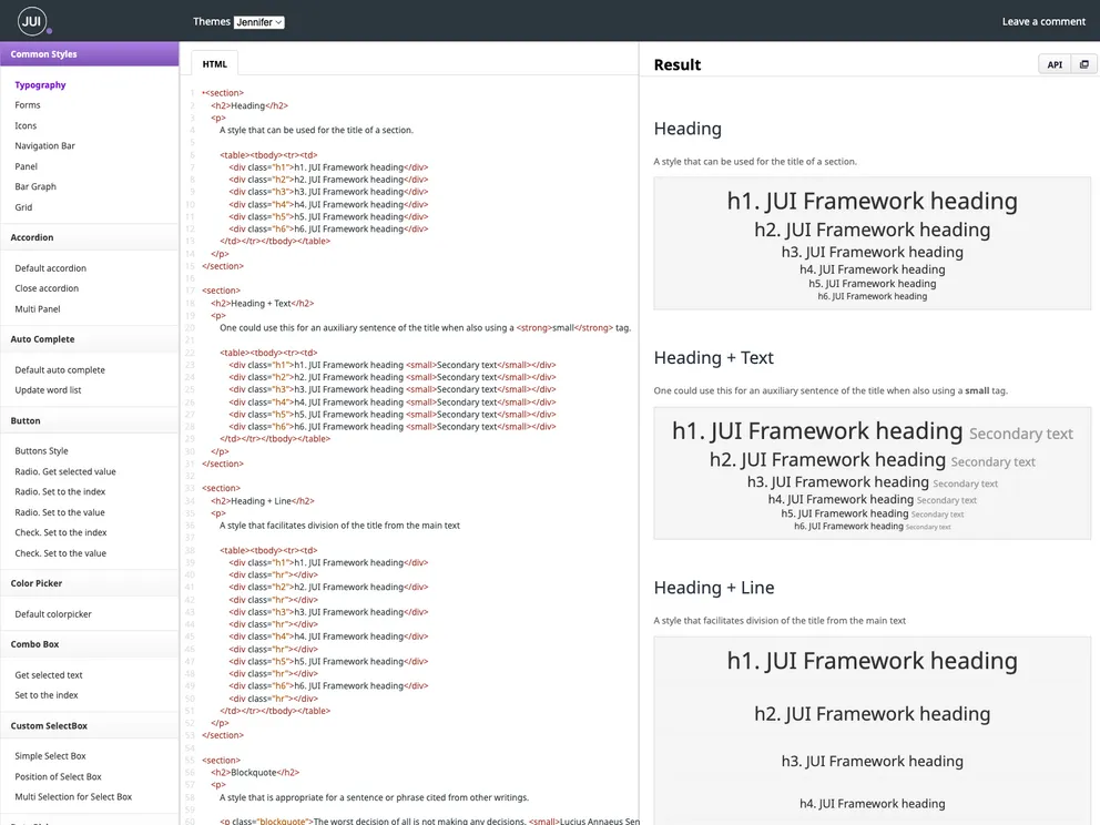 screenshot of Jui UI
