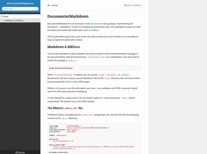 screenshot of DocumenterMarkdown.jl