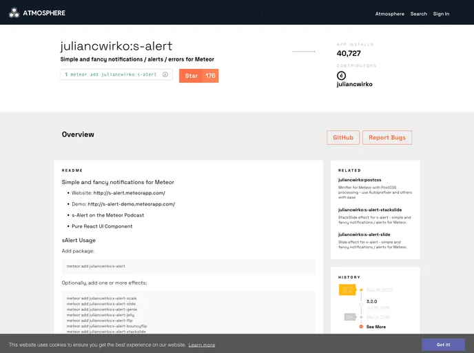 screenshot of Meteor S Alert