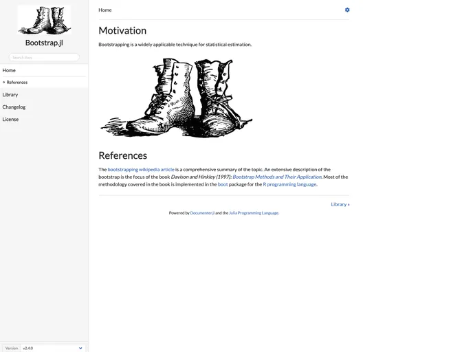 screenshot of Bootstrap.jl