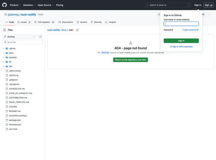 screenshot of Nuxt Netlify