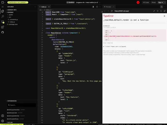 React Editor Js