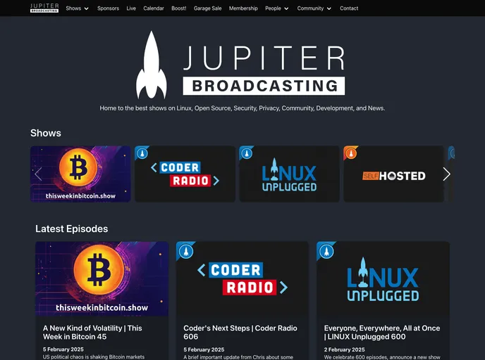 screenshot of Jupiterbroadcasting.com