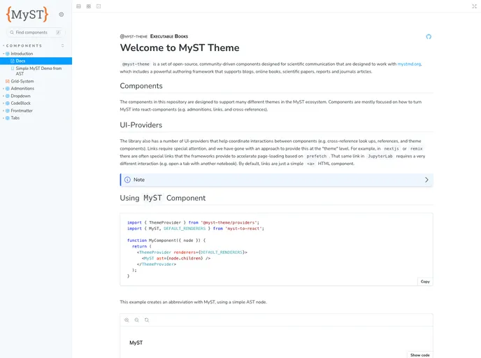 screenshot of Myst Theme