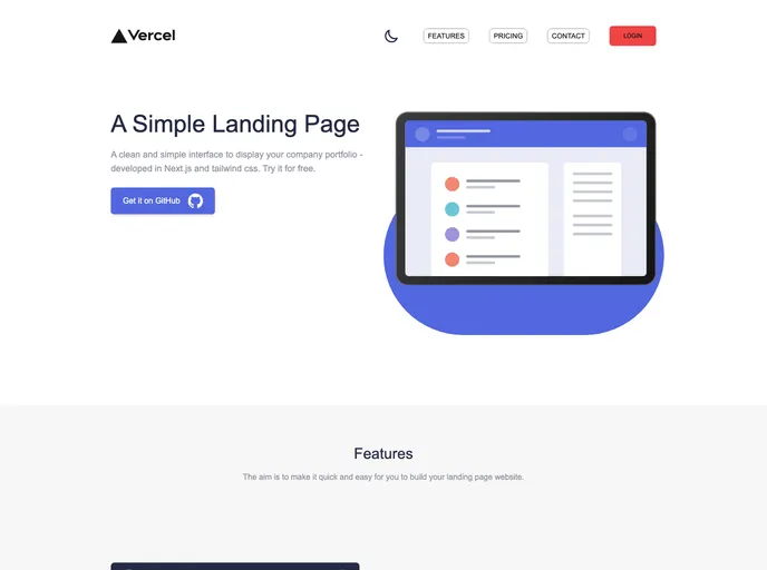 screenshot of Landing Page Template