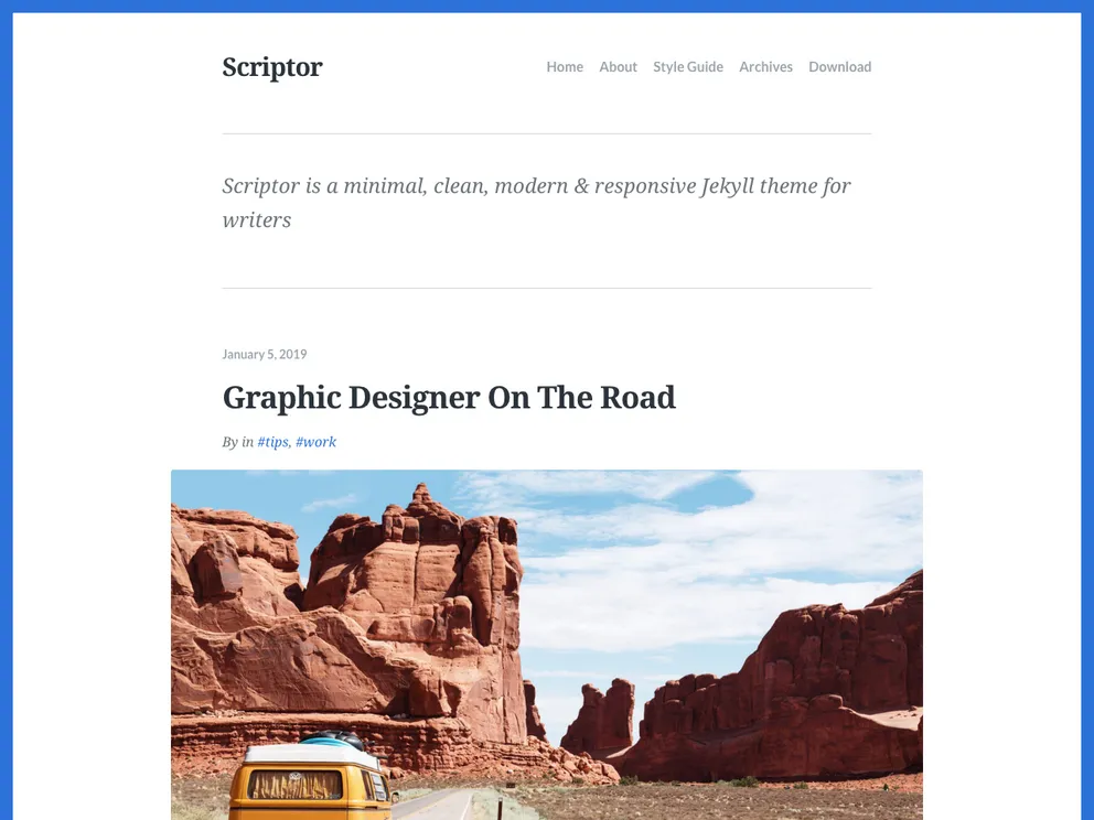 screenshot of Scriptor Jekyll Theme