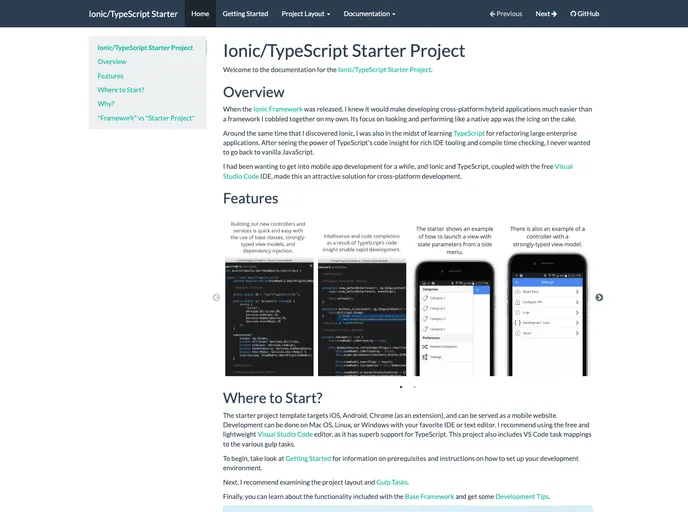 screenshot of Ionic TypeScript MDHA Starter