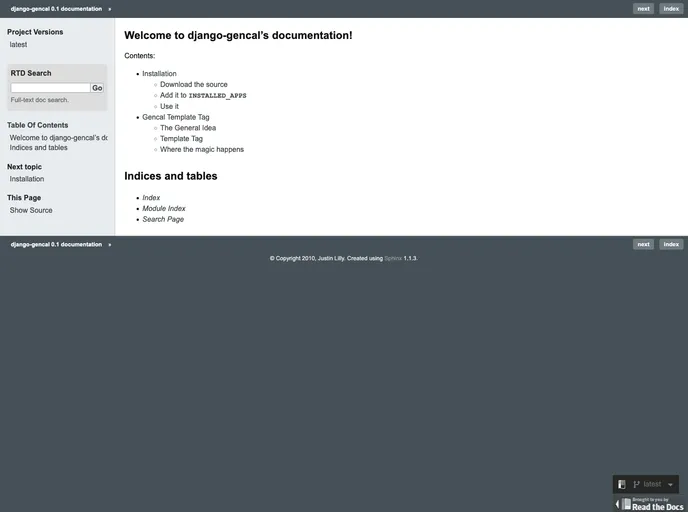 screenshot of Django Gencal