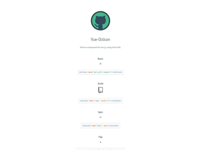 screenshot of Vue Octicon