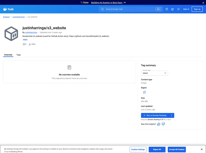 screenshot of Actions S3_website
