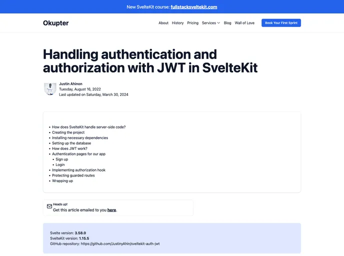 screenshot of Sveltekit Auth Jwt