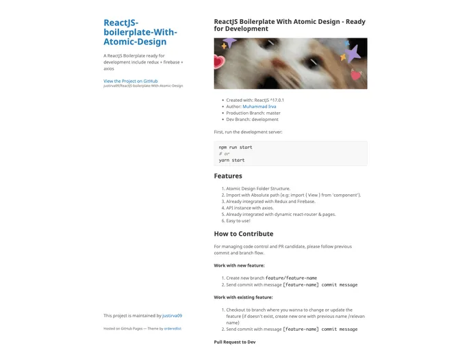 screenshot of ReactJS Boilerplate With Atomic Design