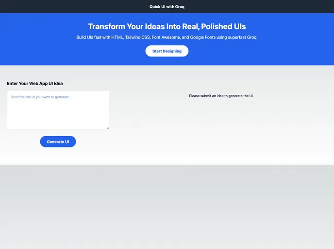 screenshot of QuickUI Agent