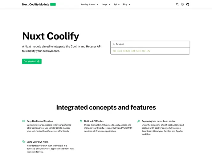 screenshot of Nuxt Coolify