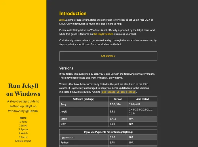 screenshot of Run Jekyll On Windows