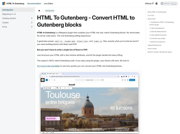 Html To Gutenberg screenshot
