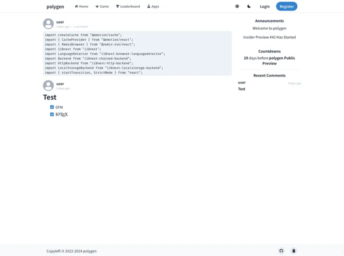 screenshot of Polygen