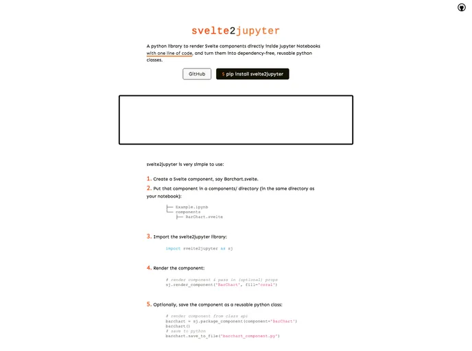 screenshot of Svelte2jupyter